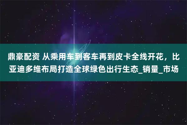 鼎豪配资 从乘用车到客车再到皮卡全线开花，比亚迪多维布局打造全球绿色出行生态_销量_市场